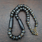 Antique Yemeni Agate Natural Rare pattern Banded Agate Bead Necklace BND-2